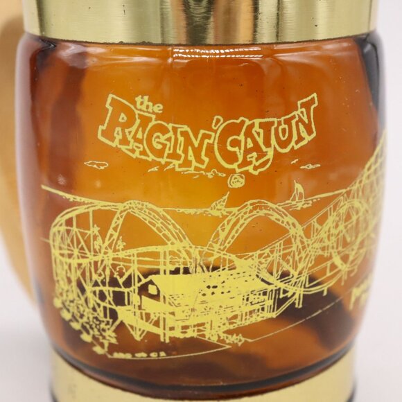 Ragin' Cajun Rollercoaster Amber Glass Tankard Mug Pontchartrain Beach Amusement - Picture 2 of 14